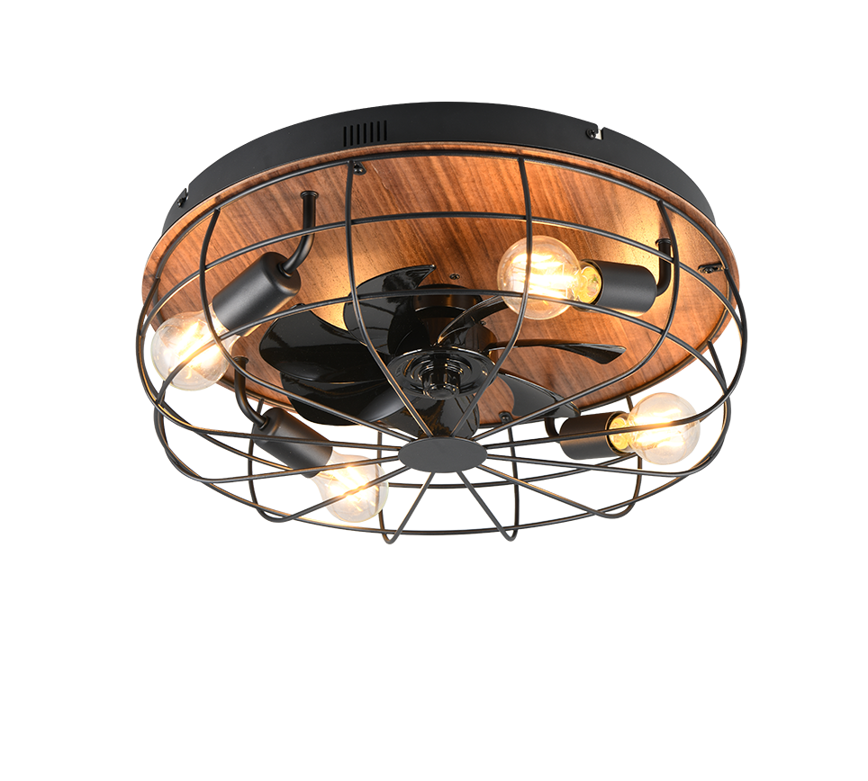 Lustra Trondheim Black & Wood cu Ventilator si Telecomanda Premium Germany