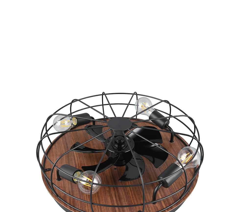 Lustra Trondheim Black & Wood cu Ventilator si Telecomanda Premium Germany