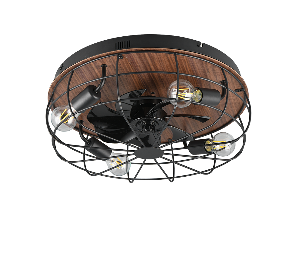 Lustra Trondheim Black & Wood cu Ventilator si Telecomanda Premium Germany