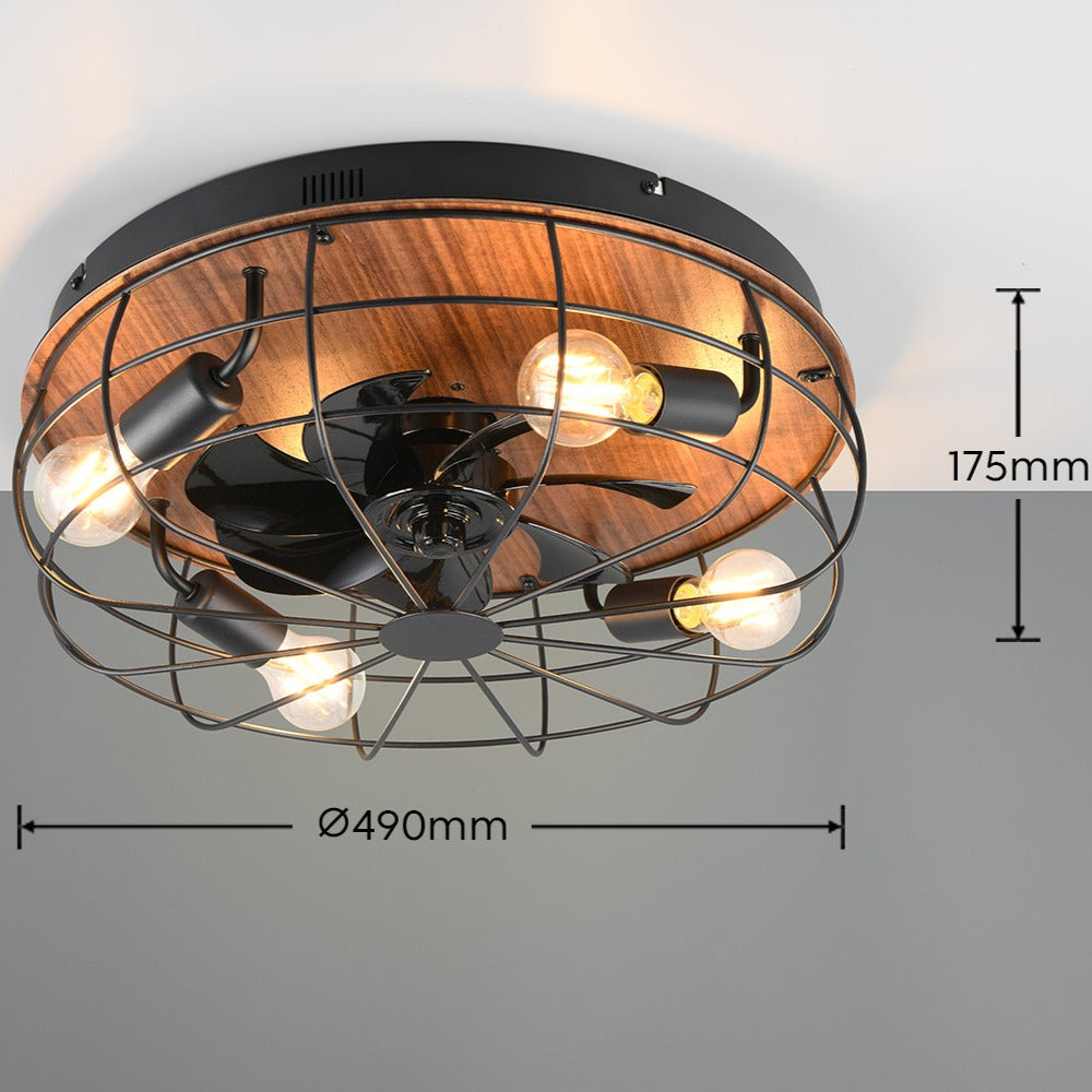 Lustra Trondheim Black & Wood cu Ventilator si Telecomanda Premium Germany