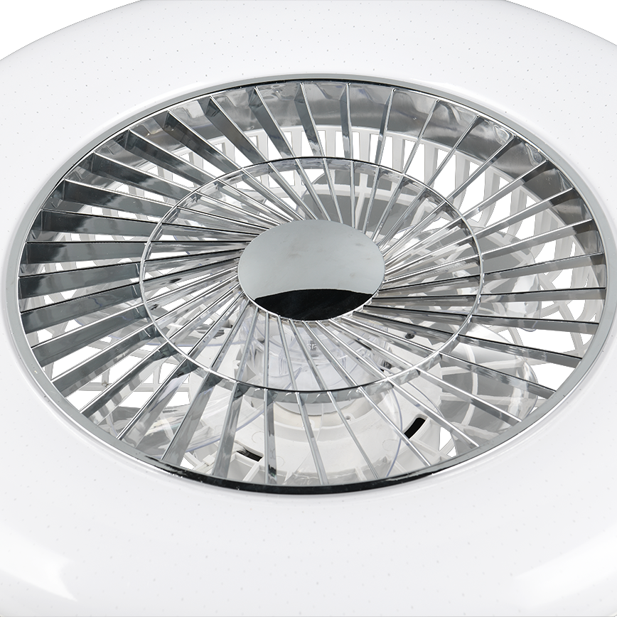 Lustra LED Visby Silver & White cu Ventilator si Telecomanda Premium Germany