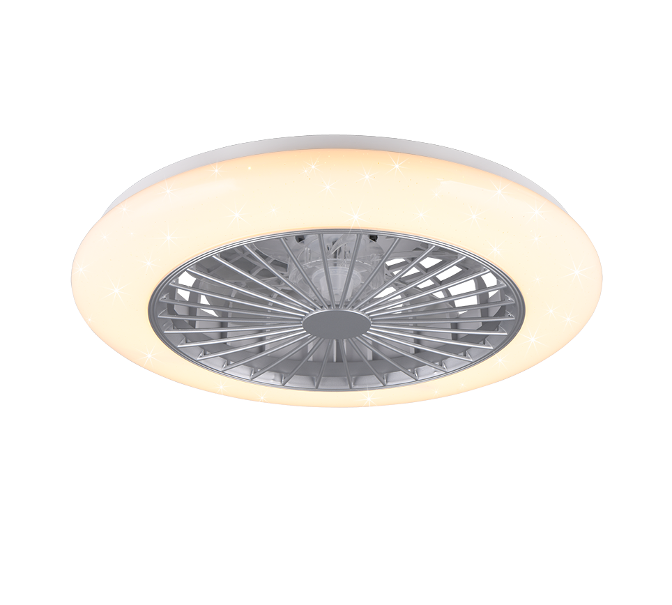 Lustra LED Stralsund White & Silver cu Ventilator si Telecomanda Premium Germany