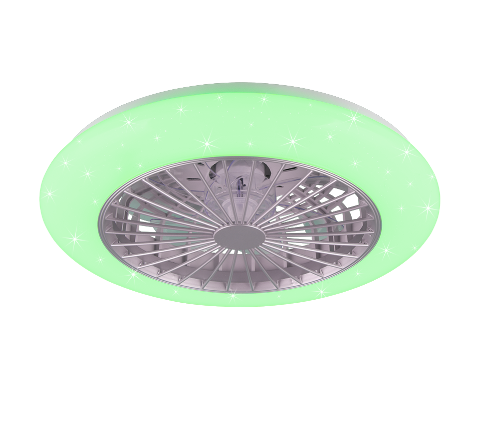 Lustra LED RGB Stralsund White & Silver cu Ventilator si Telecomanda Premium Germany