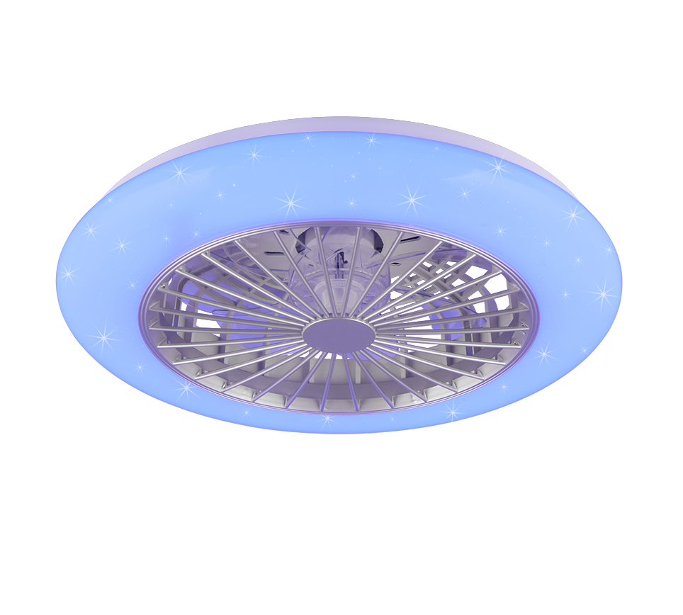 Lustra LED RGB Stralsund White & Silver cu Ventilator si Telecomanda Premium Germany
