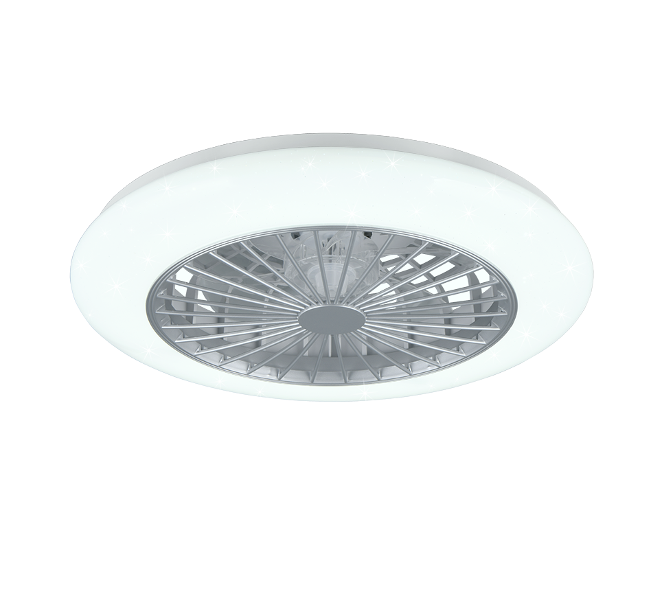 Lustra LED RGB Stralsund White & Silver cu Ventilator si Telecomanda Premium Germany