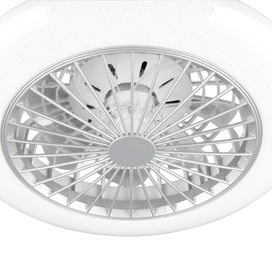 Lustra LED RGB Stralsund White & Silver cu Ventilator si Telecomanda Premium Germany