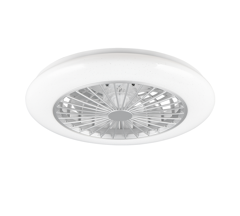 Lustra LED RGB Stralsund White & Silver cu Ventilator si Telecomanda Premium Germany