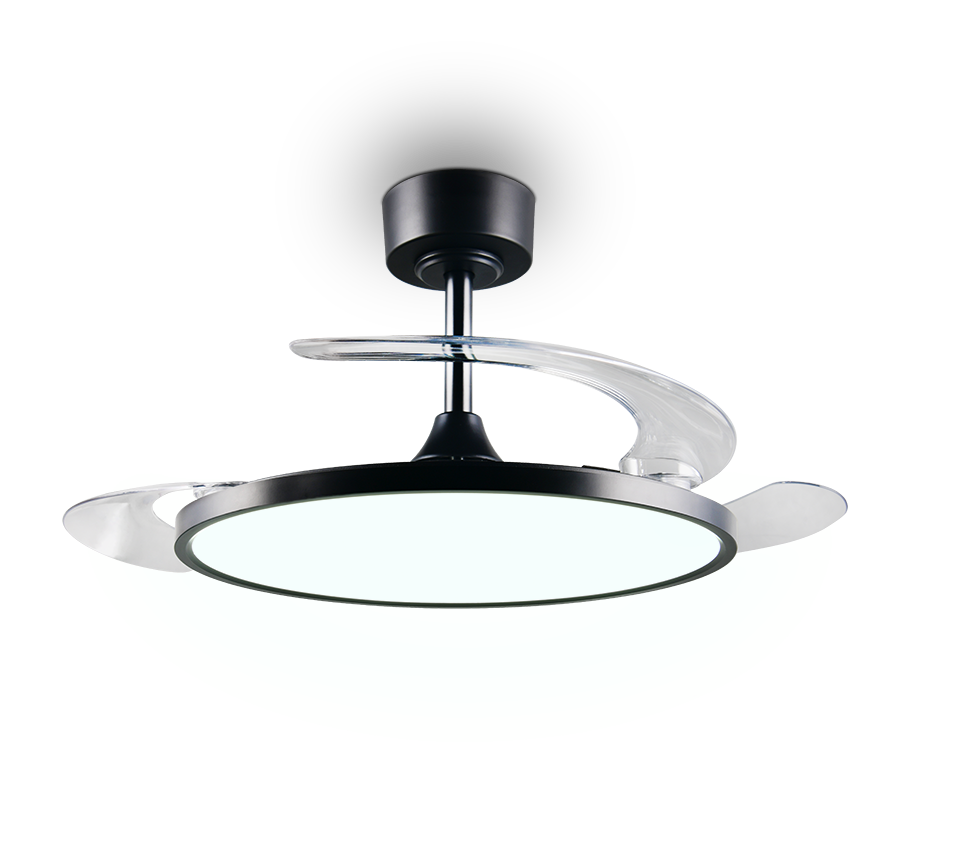 Lustra LED Kasfjord Black cu Ventilator si Telecomanda Premium Germany