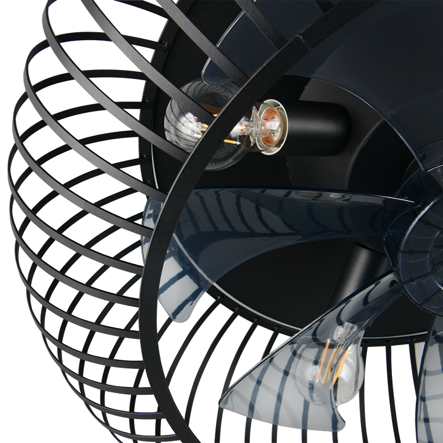 Lustra Johanna Black cu Ventilator si Telecomanda Premium Germany