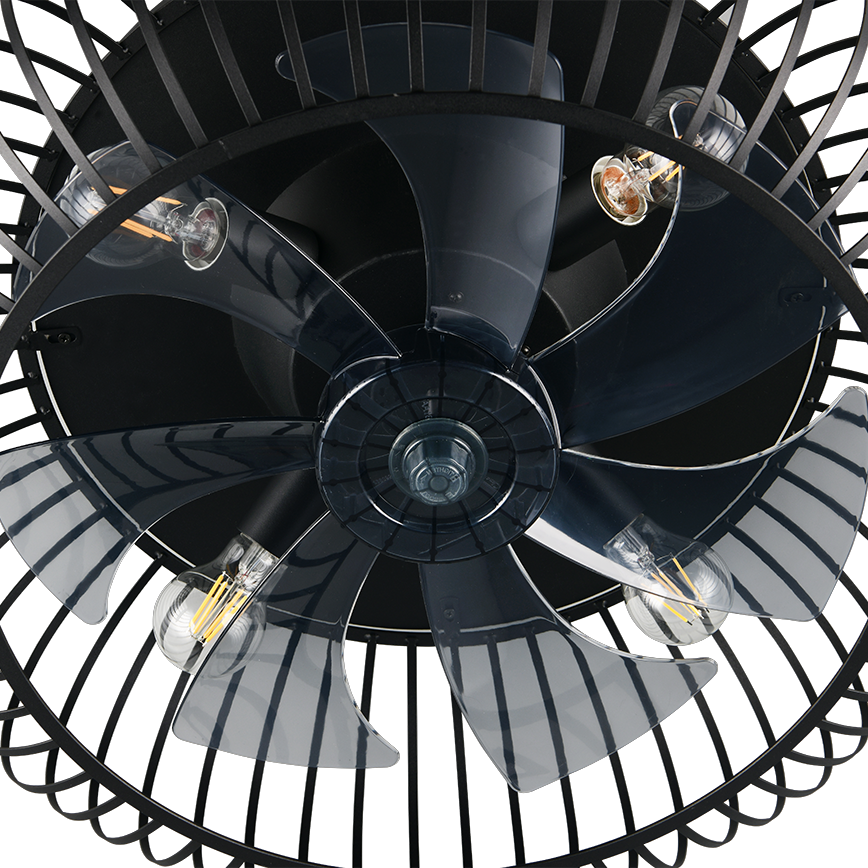 Lustra Johanna Black cu Ventilator si Telecomanda Premium Germany