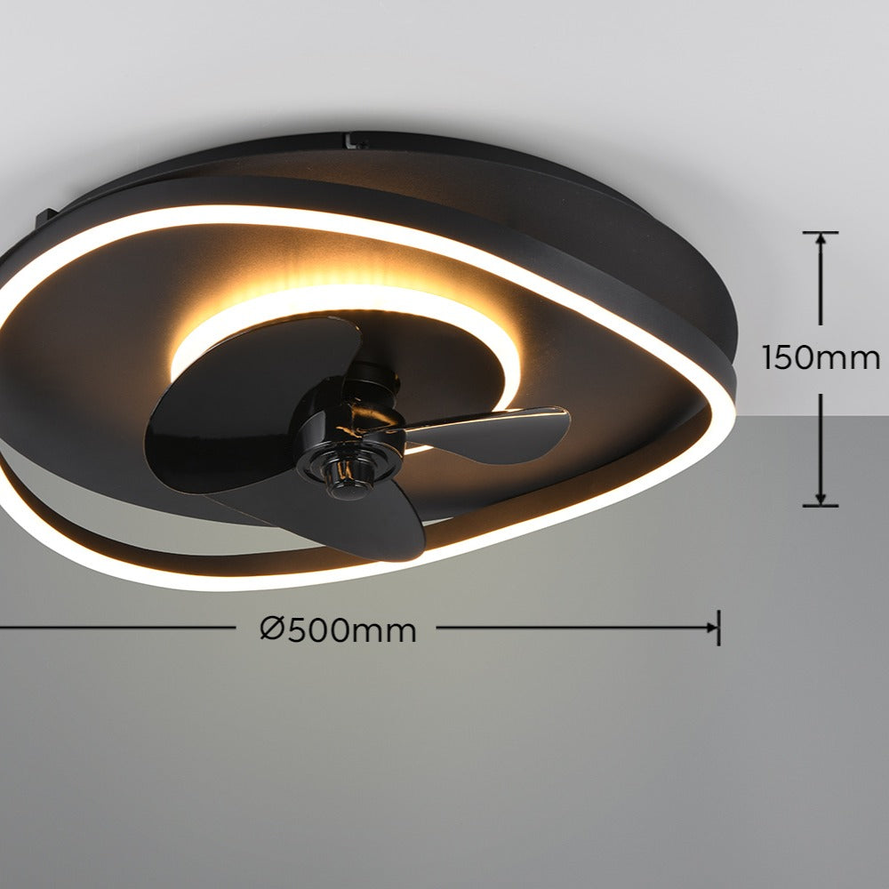 Lustra LED Sortland Black cu Ventilator si Telecomanda Premium Germany