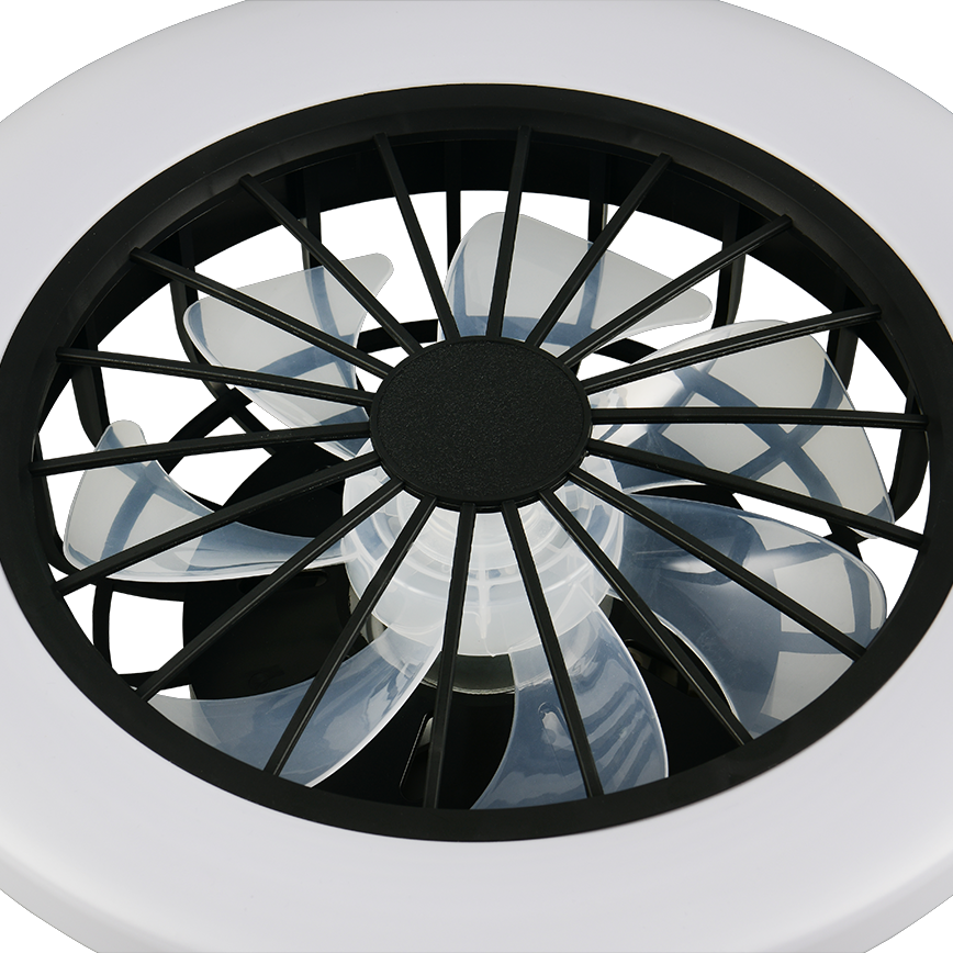 Lustra LED Rotsund Black & White cu Ventilator si Telecomanda Premium Germany