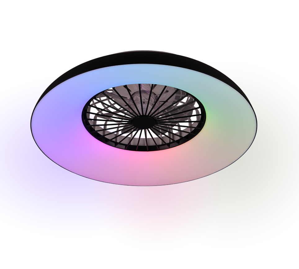 Lustra LED RGB Svaerholt Black cu Ventilator si Telecomanda Premium Germany