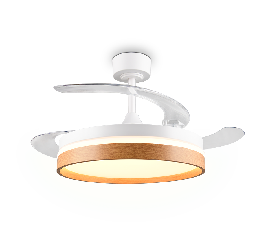 Lustra LED Volda White & Wood cu Ventilator si Telecomanda Premium Germany