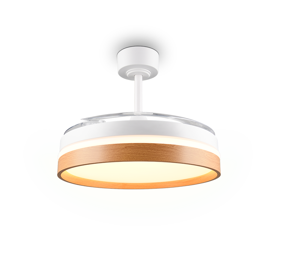 Lustra LED Volda White & Wood cu Ventilator si Telecomanda Premium Germany