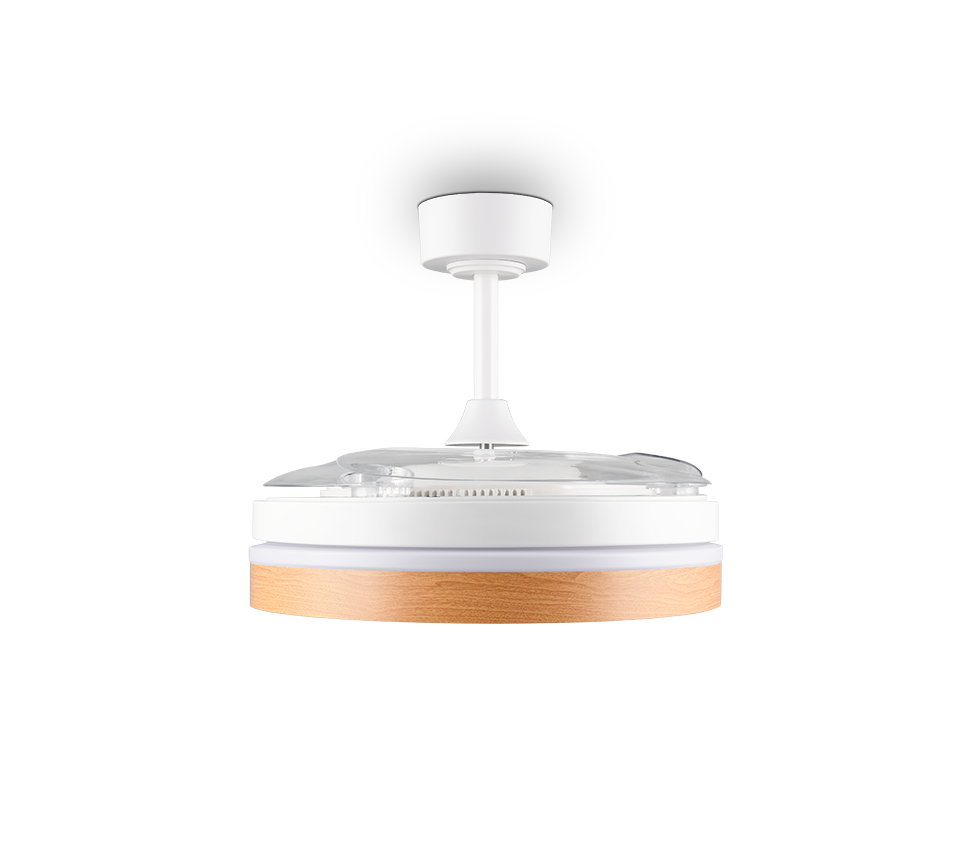 Lustra LED Volda White & Wood cu Ventilator si Telecomanda Premium Germany