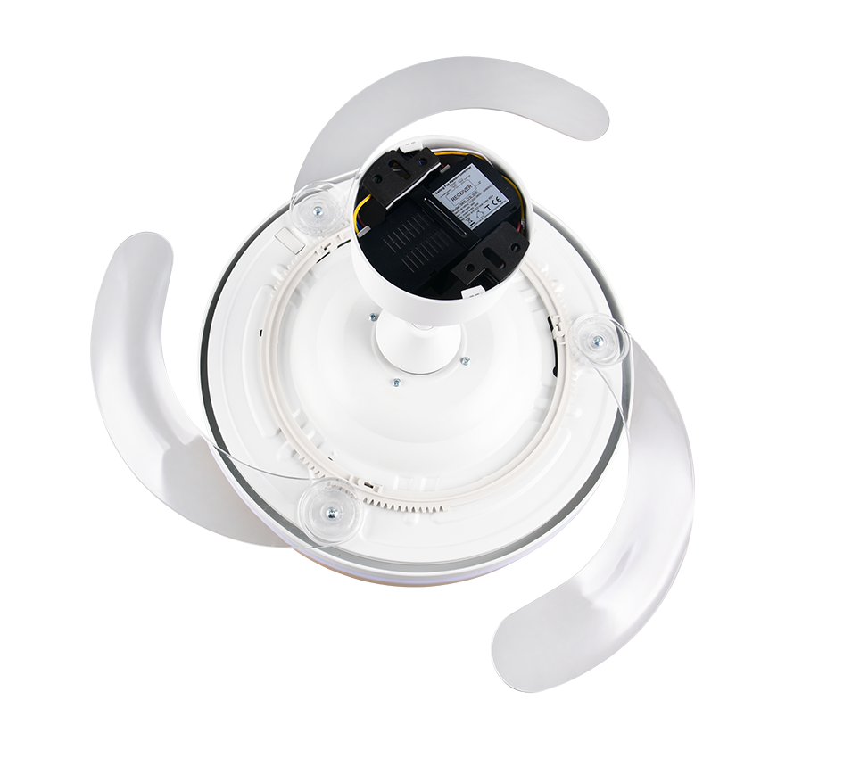 Lustra LED Volda White & Wood cu Ventilator si Telecomanda Premium Germany