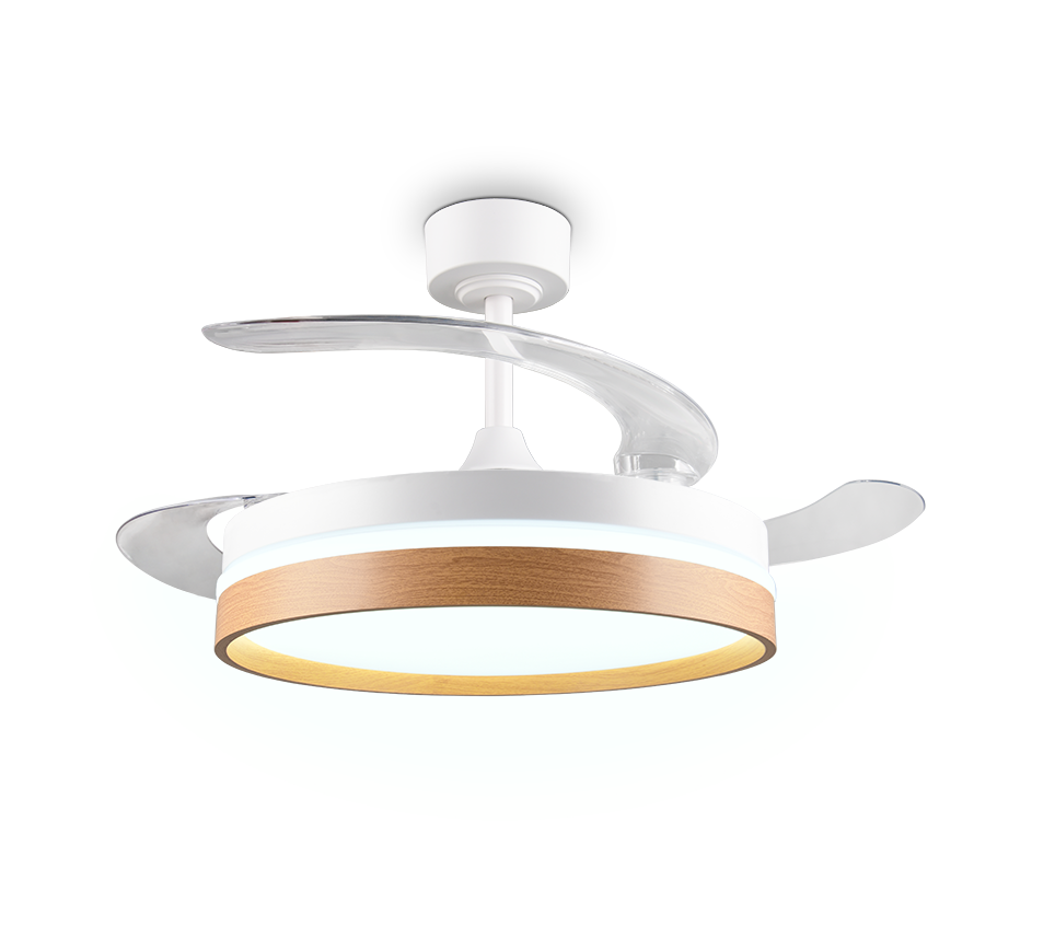 Lustra LED Volda White & Wood cu Ventilator si Telecomanda Premium Germany