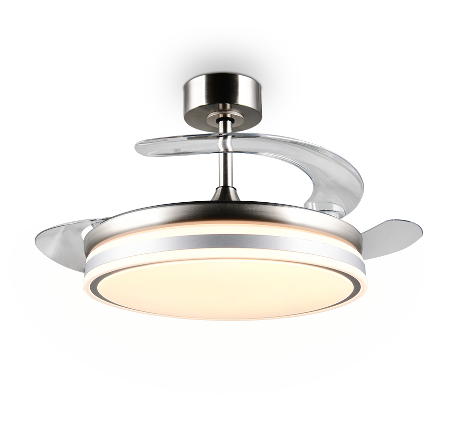 Lustra LED Volda Silver & White cu Ventilator si Telecomanda Premium Germany