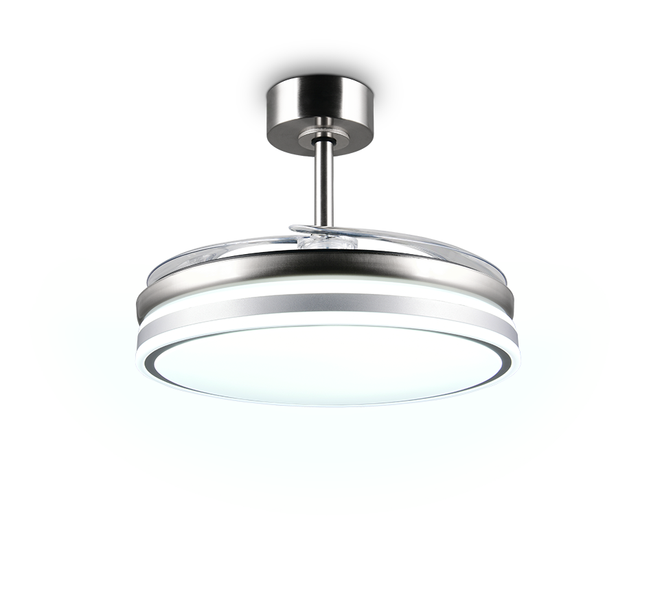 Lustra LED Volda Silver & White cu Ventilator si Telecomanda Premium Germany