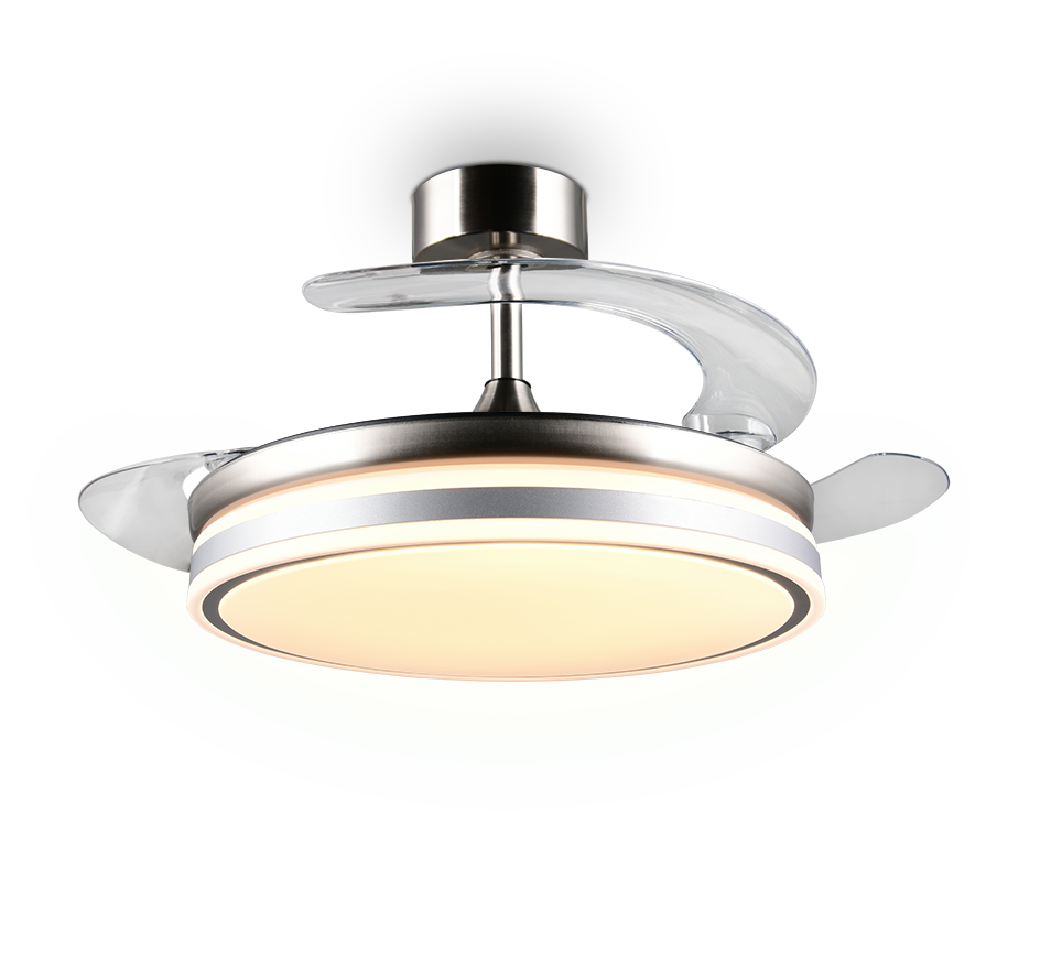 Lustra LED Volda Silver & White cu Ventilator si Telecomanda Premium Germany