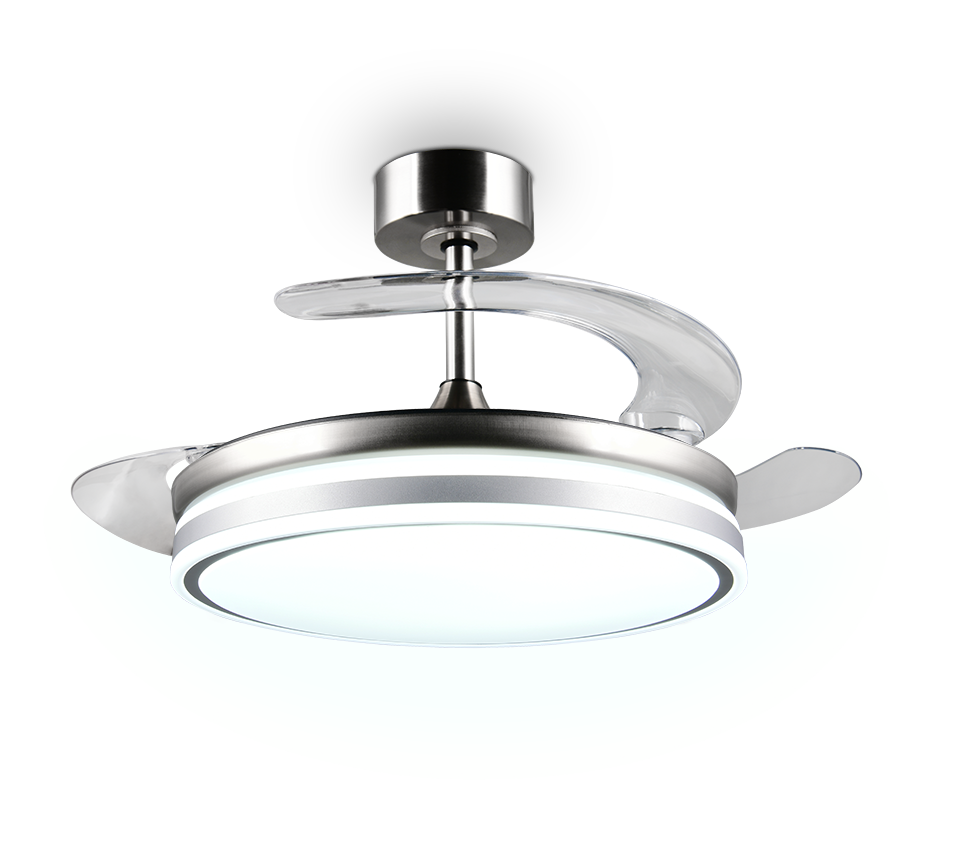 Lustra LED Volda Silver & White cu Ventilator si Telecomanda Premium Germany