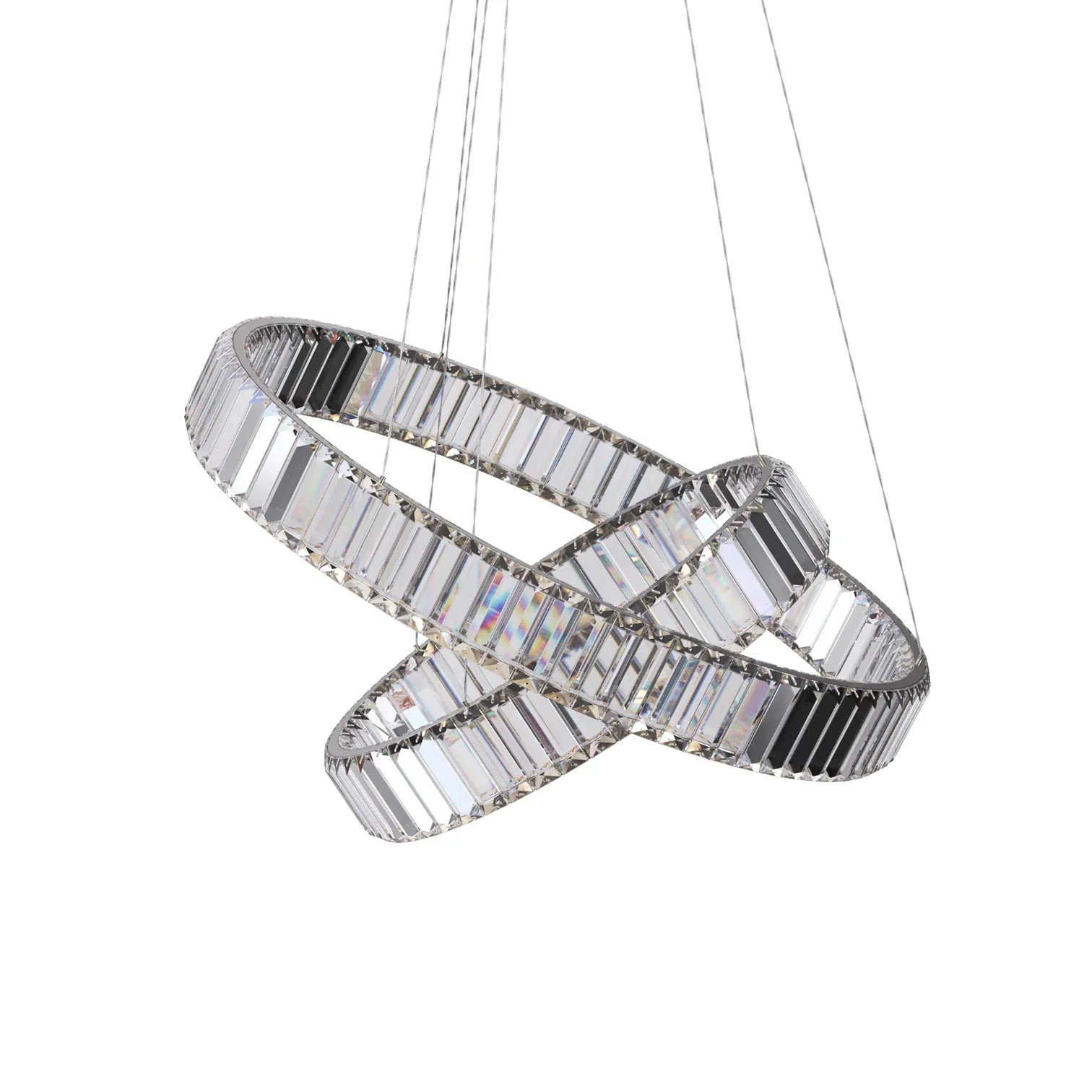 Lustra LED Cristal REGAL Chrome 2 Segmente Echivalent 400W Telecomanda