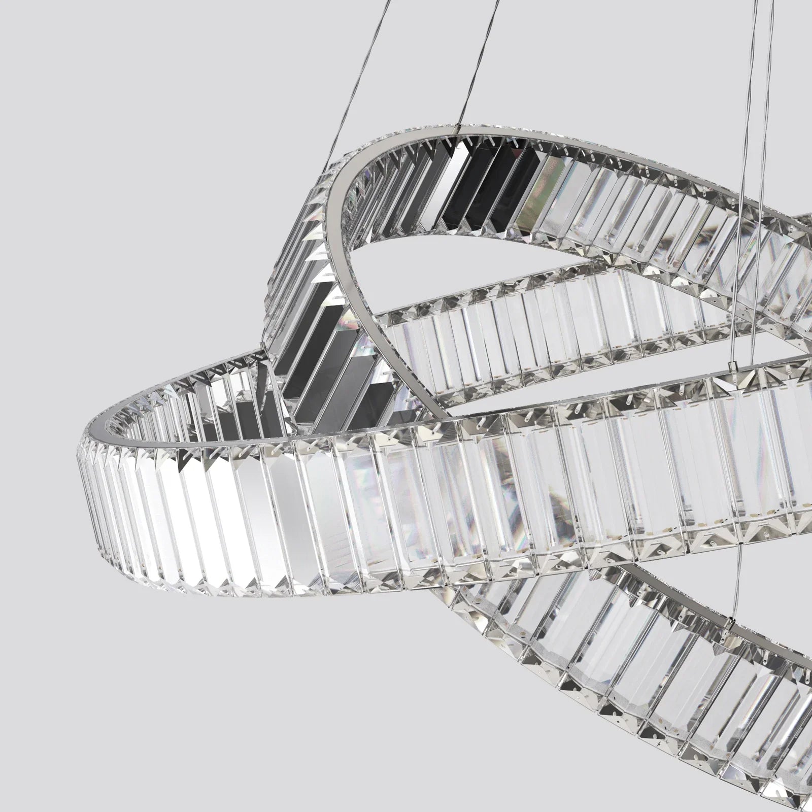 Lustra LED Cristal REGAL Chrome 2 Segmente Echivalent 400W Telecomanda