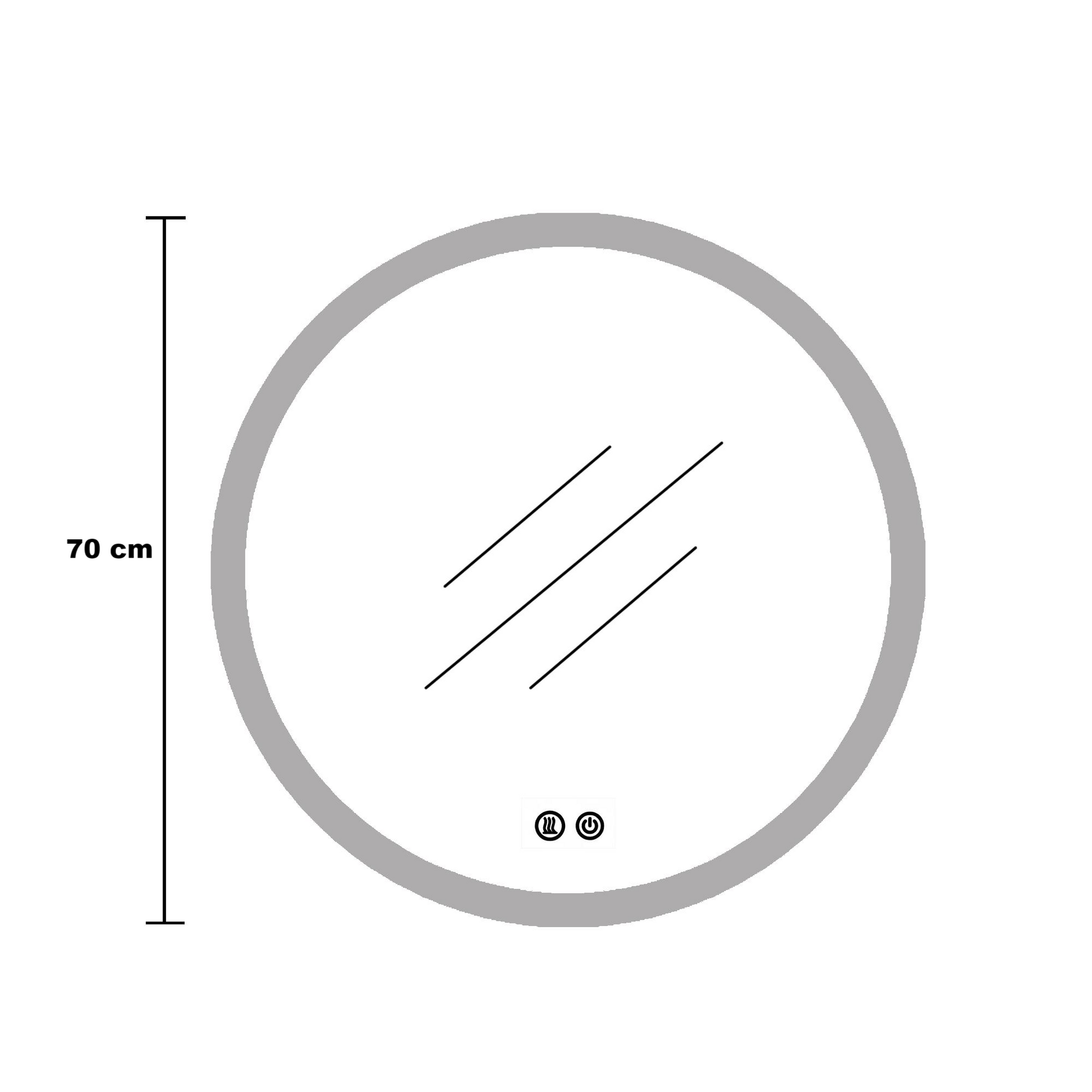 Oglinda LED Rotunda 70cm Rama Neagra, Ceas, Temperatura, Touch si 3 Lumini OD010T/BK