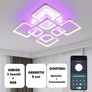 Lustra LED 4+4 SQUARE Gigant RGB Echivalent 1000W Telecomanda