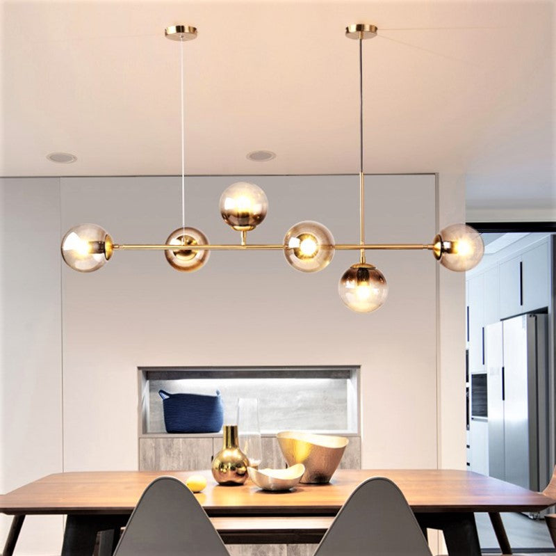 Lustra Abajur Fumuriu GOLD Liniara 6xE14 DF557-6