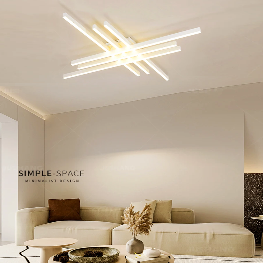 Lustra LED 6 Modern LINES Alb Echivalent 600W Telecomanda