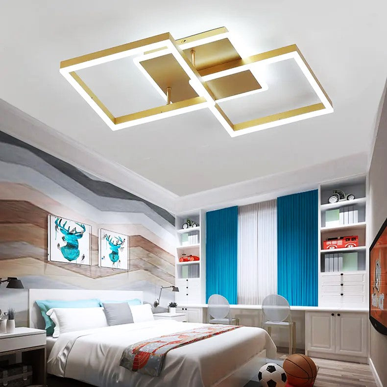 Lustra LED TWO SQUARE GOLD Echivalent 600W Telecomanda