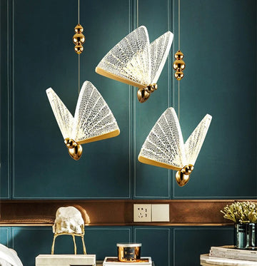 Lustra LED Luxury 3 Golden Butterflies