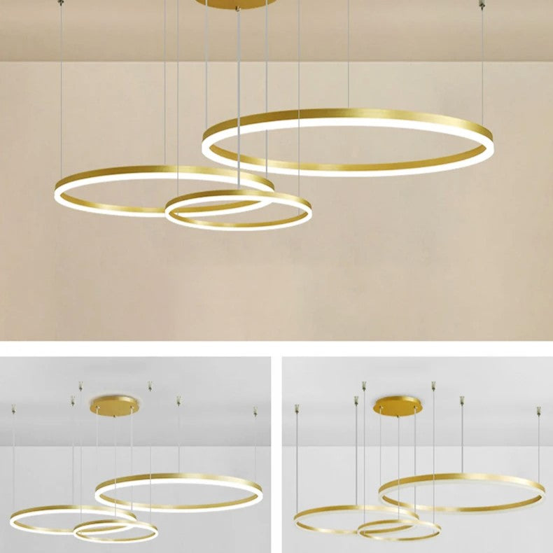 Lustra Led Wonderland Gold 3 Segmente Mobile Telecomanda - 30 + 40 + 60Cm Chandeliers