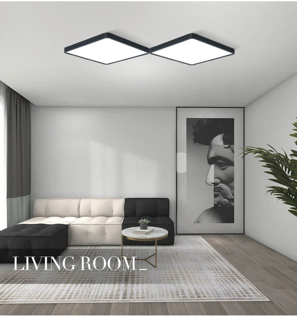 Plafoniera LED 40W ULTRA-THIN BLACK Patrata Echivalent 400W