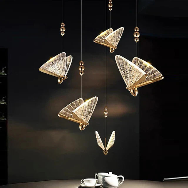 Lustra LED Luxury 5 Golden Butterflies