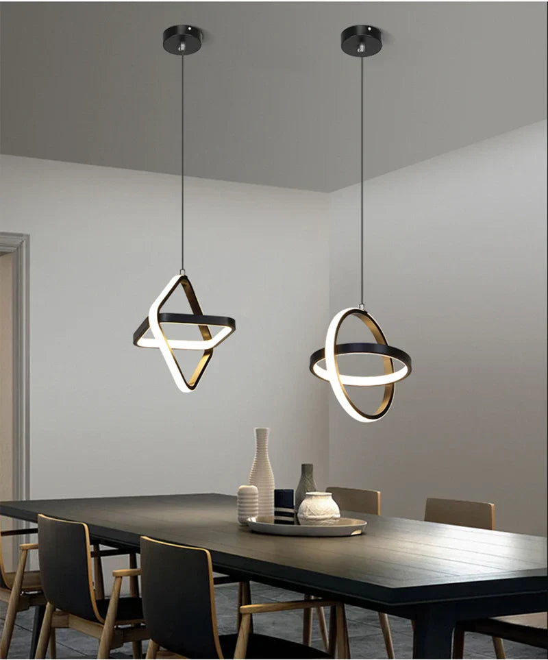 Lustra Led Suspendata Infinity Rings Black Echivalent 200W Led Ceiling Light