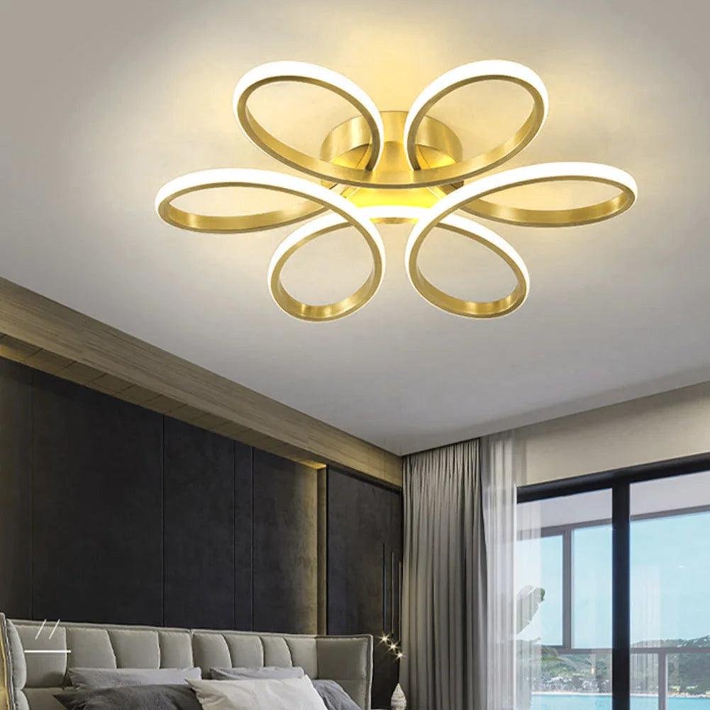 Lustra LED DAISY Gold Echivalent 500W Telecomanda