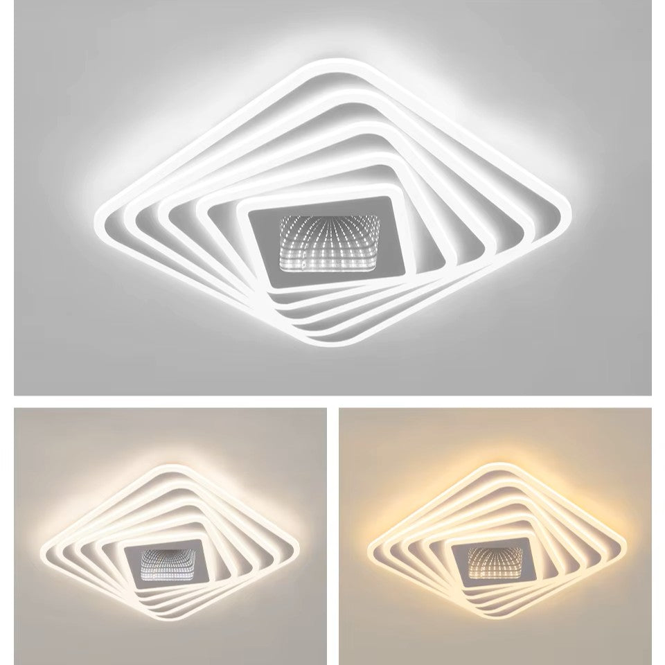 Lustra LED SQUARE 3D MIRROR Echivalent 800W Telecomanda