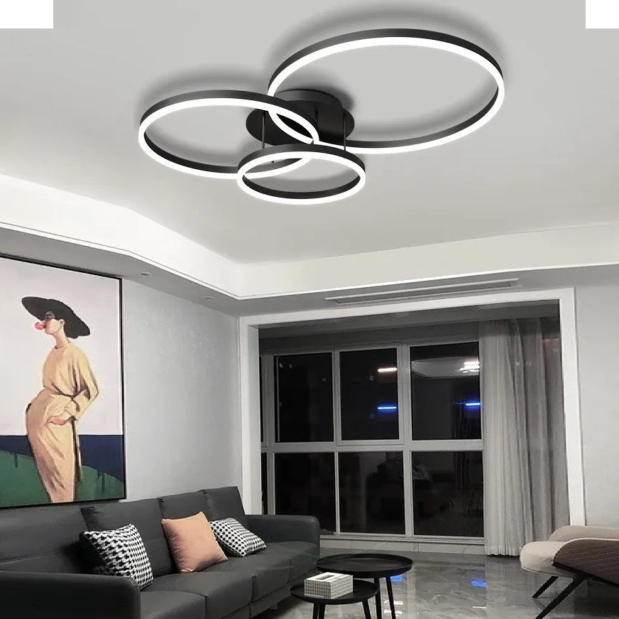 Lustra LED Beauty Black Circle Echivalent 600W Telecomanda