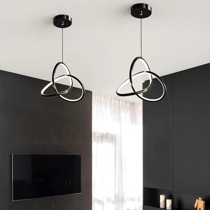 Lustra LED Suspendata TwoRings Black Echivalent 200W