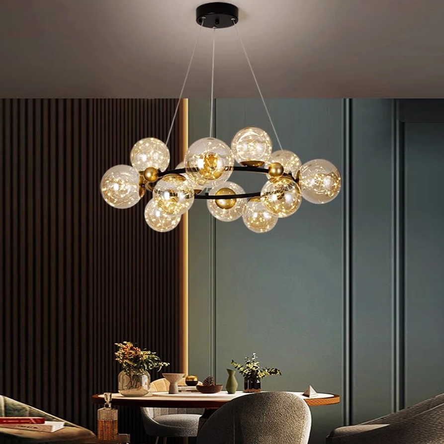 Lustra LED Abajur Black Sparkle Echivalent 300W G4066-12