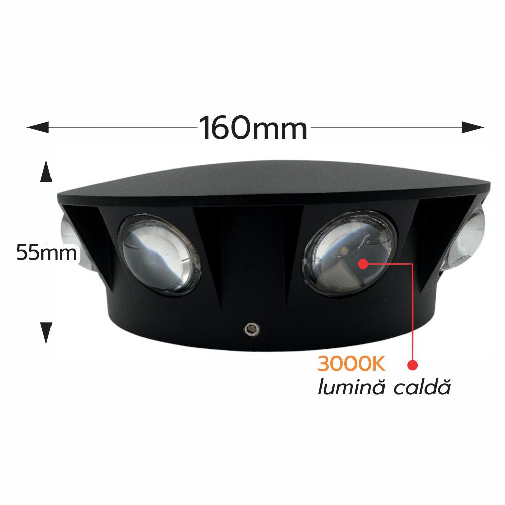 Aplica LED 8W Meteor Black Exterior IP65