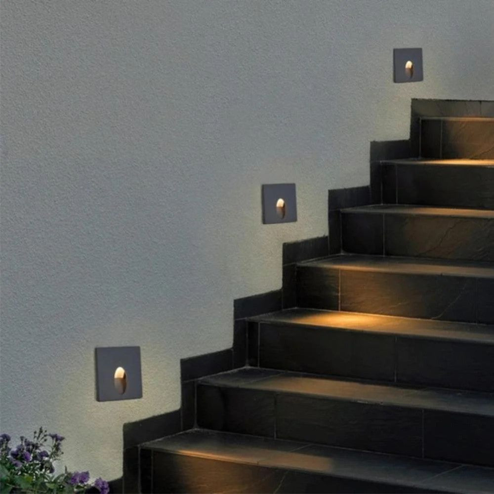 Spot LED Exterior Treapta LYON 3W IP65 Patrat