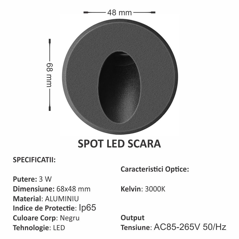 Spot LED Exterior Treapta LYON 3W IP65 Rotund
