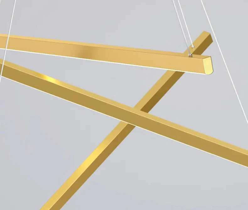 Lustra LED 5 Geometric GOLD Lines Suspendata Echivalent 500W