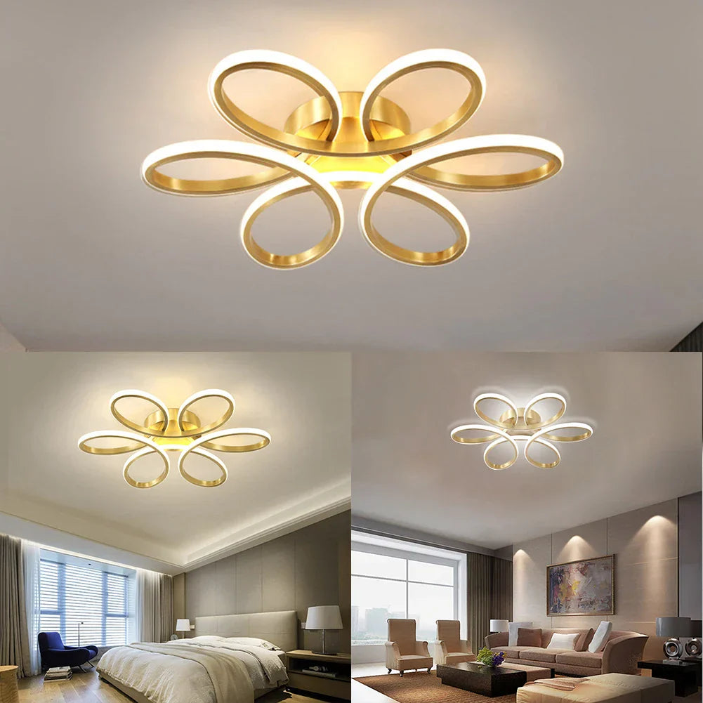 Lustra LED DAISY Gold Echivalent 500W Telecomanda