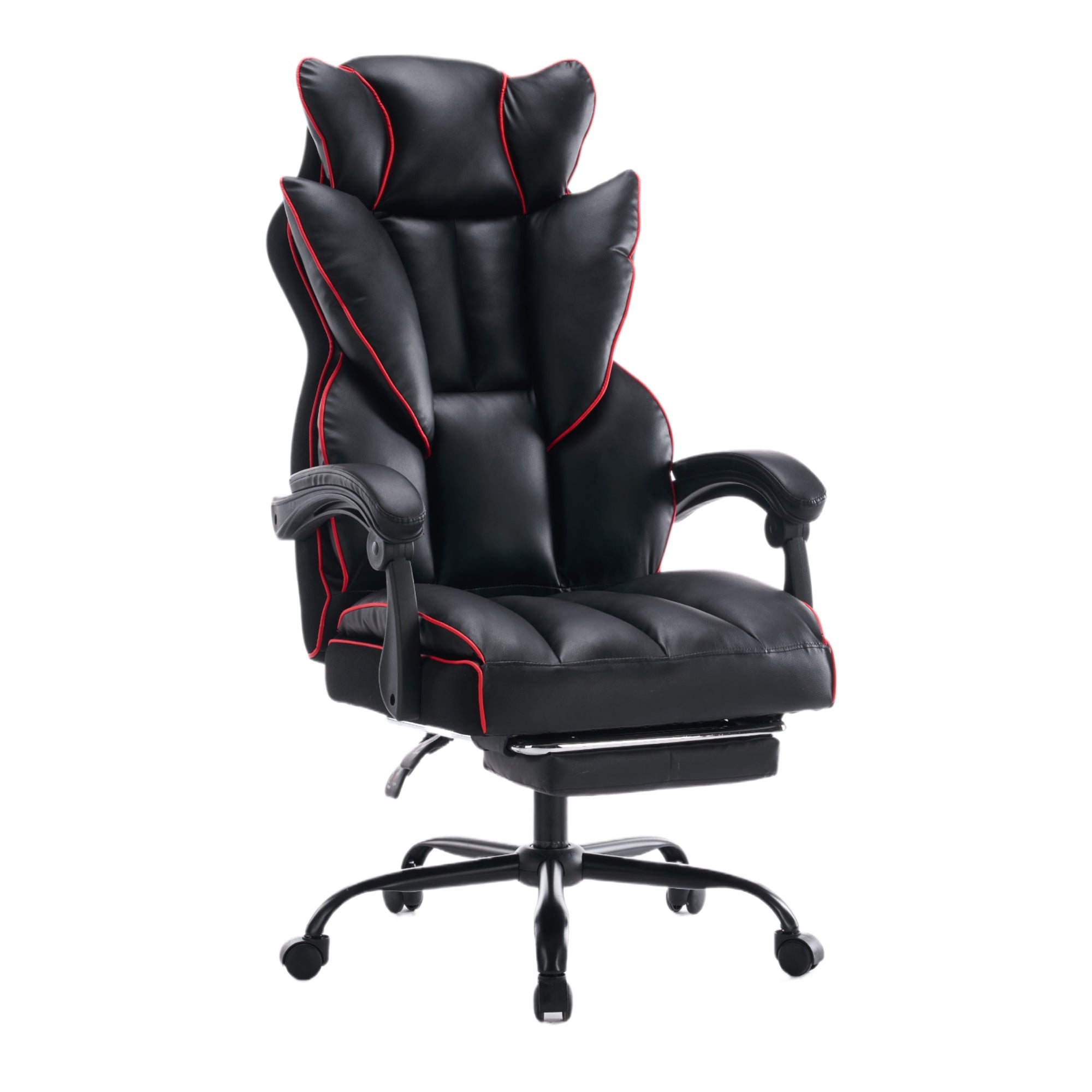 Scaun de Birou Reglabil Negru WF-807B cu Suport Picioare | Piele Ecologica