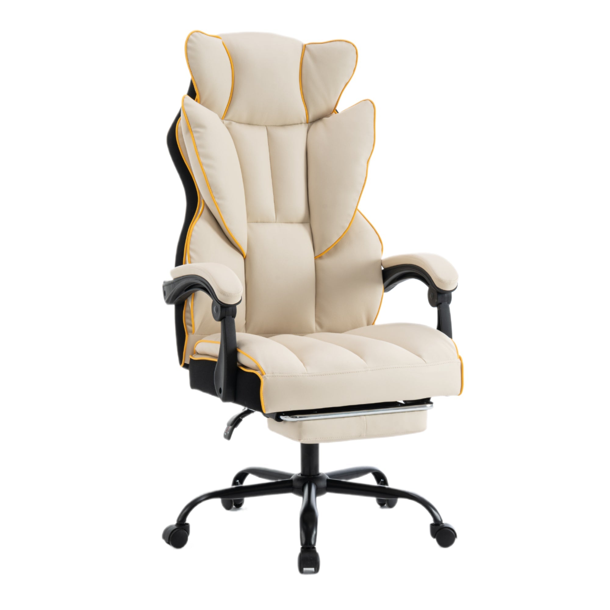 Scaun de Birou Reglabil Alb WF-807B cu Suport Picioare | Piele Ecologica